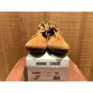 Minnetonka 682 Women's Slipper Size US 7 Fringe Hardsole Brown Suede